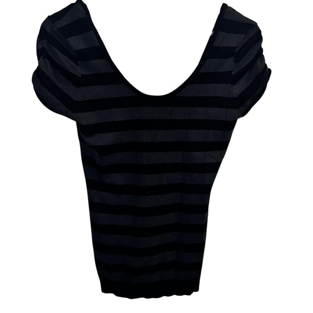 Derek Heart Y2K Sweater Womens‎ L Black Gray Striped Long Dark Academia